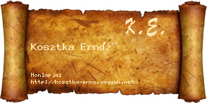 Kosztka Ernő névjegykártya